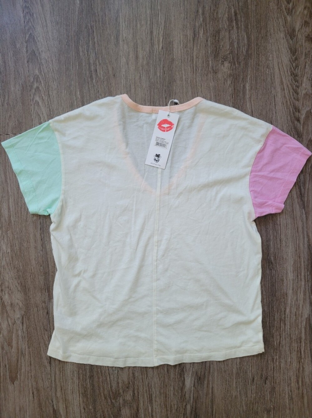 NWT Wildfox Paradise Colorblock Top Love Heart Print Cotton Lightweight L - Picture 6 of 11